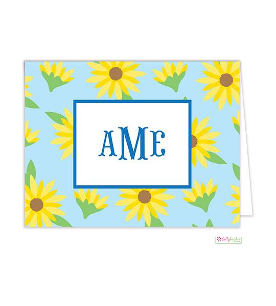 Sunflowers Monogrammed Folded Note Cards - Kelly Hughes Designs