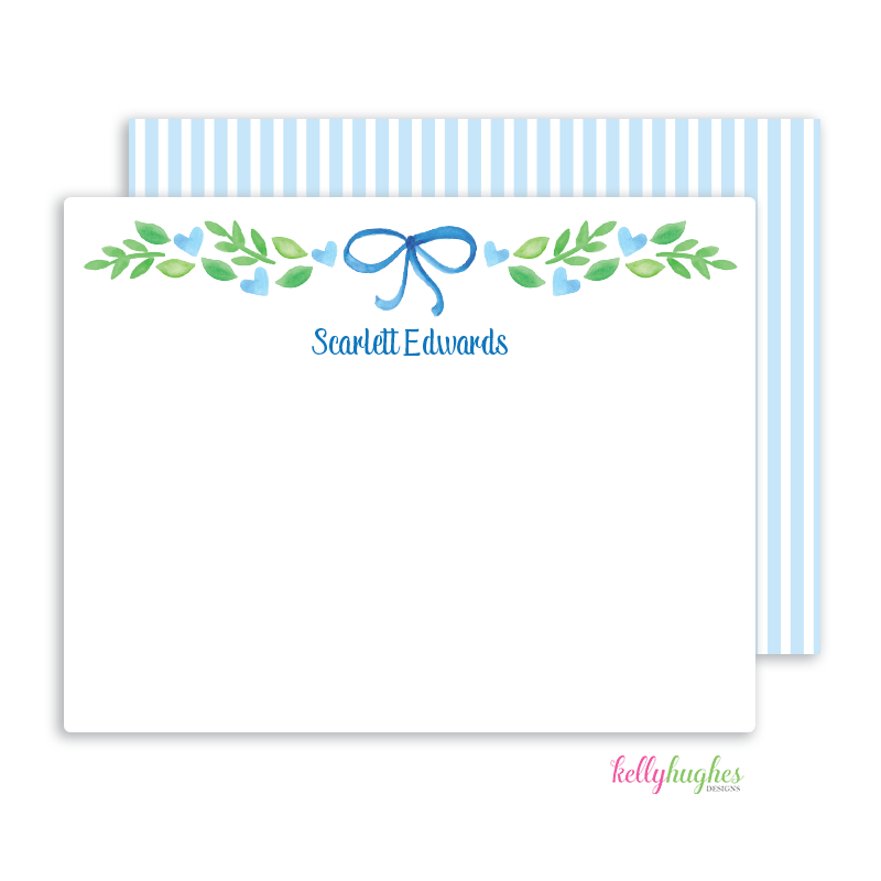 Sweet Blue Floral Flat Note Cards - Kelly Hughes Designs