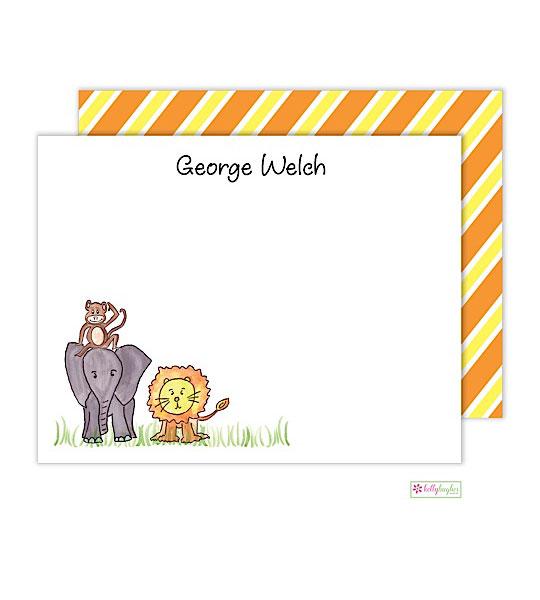 Zoo Friends Kids Flat Note Cards - Kelly Hughes Designs