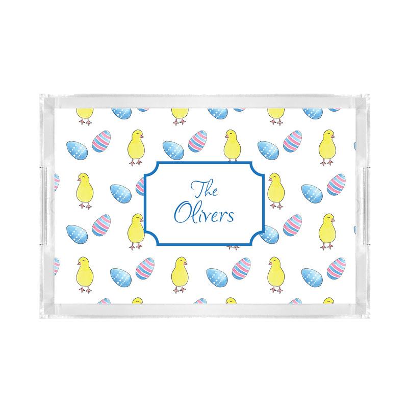 Easter Chicks Serving Tray-Lucite Serving Trays-Small Tray with Insert (8.5x11")-Kelly Hughes Designs